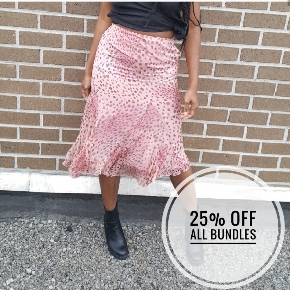 Pink Dana Buchman flounce silk skirt